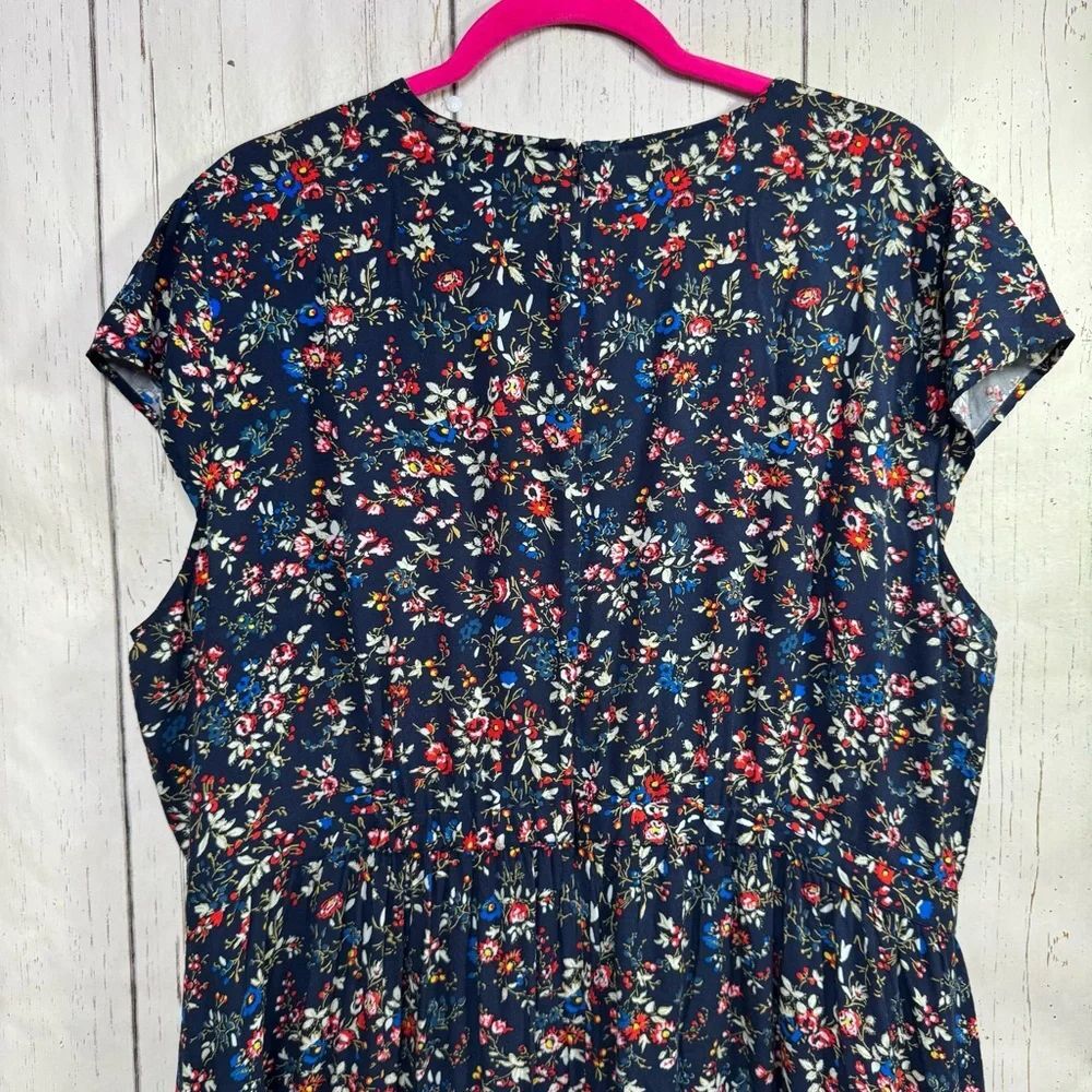 J.Crew Navy Floral Ruffle Mini Dress Romantic Cottagecore Soft Feminine - Picture 12 of 16